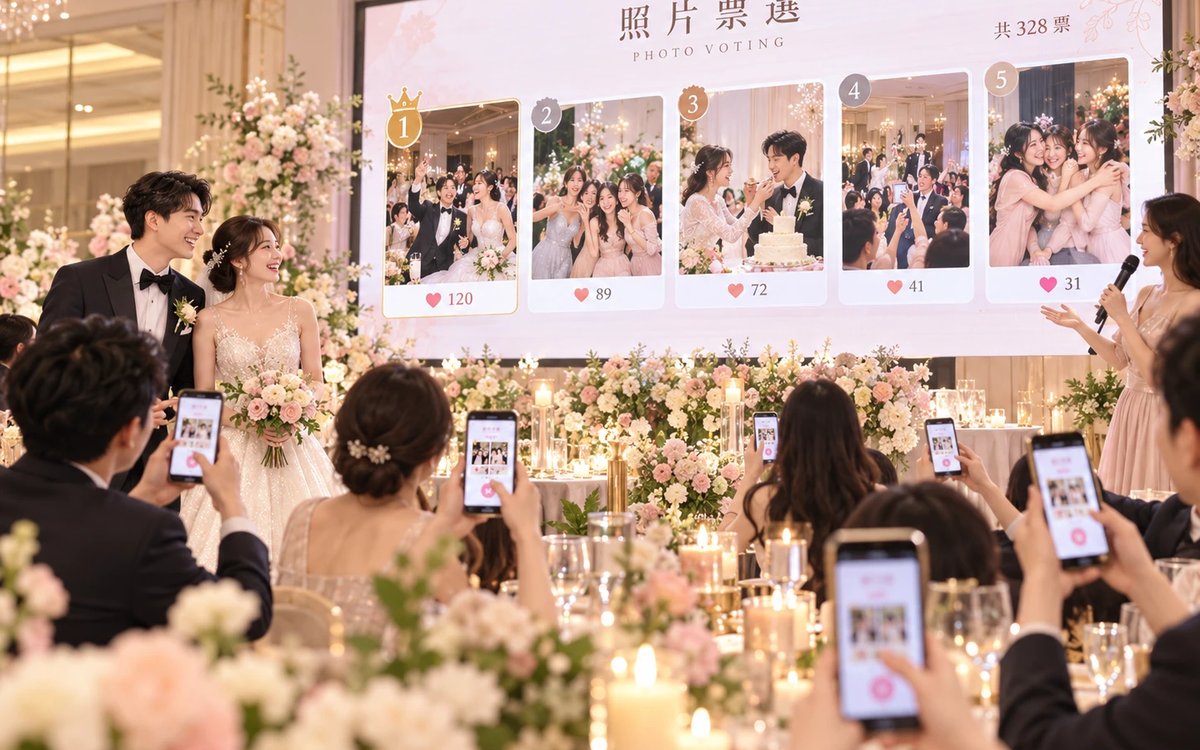 派對遊戲「照片票選」大螢幕畫面